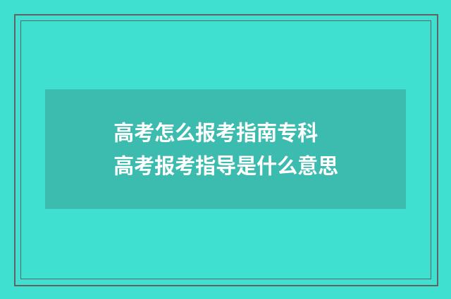 高考怎么报考指南专科 高考报考指导是什么意思