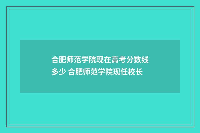 合肥师范学院现在高考分数线多少 合肥师范学院现任校长