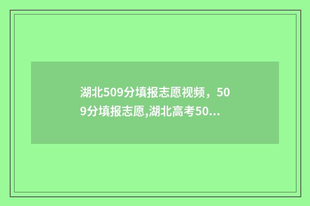 湖北509分填报志愿视频，509分填报志愿,湖北高考509分填报什么志愿 湖北考生501分能报哪些大学
