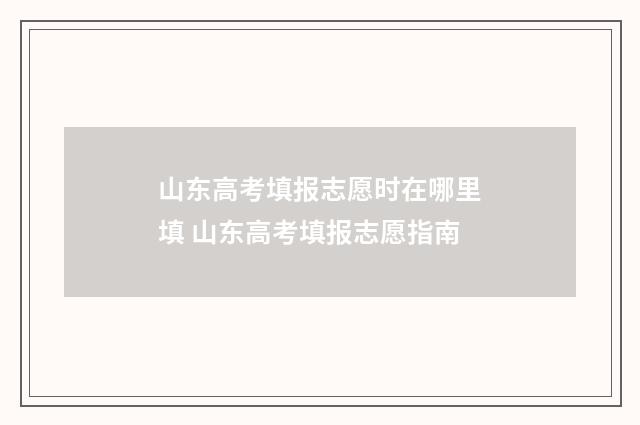 山东高考填报志愿时在哪里填 山东高考填报志愿指南