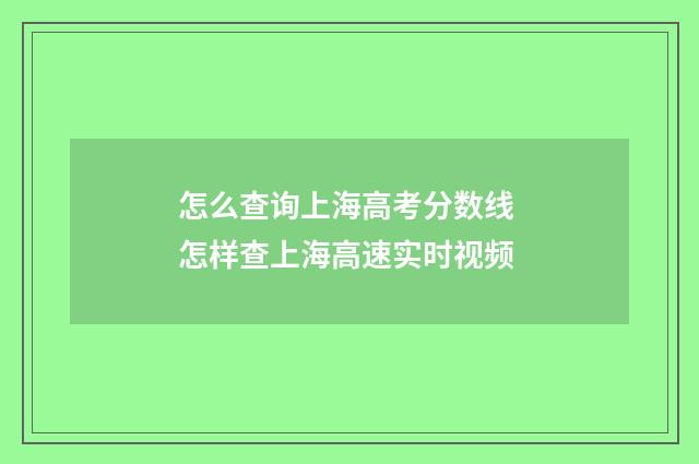 怎么查询上海高考分数线 怎样查上海高速实时视频