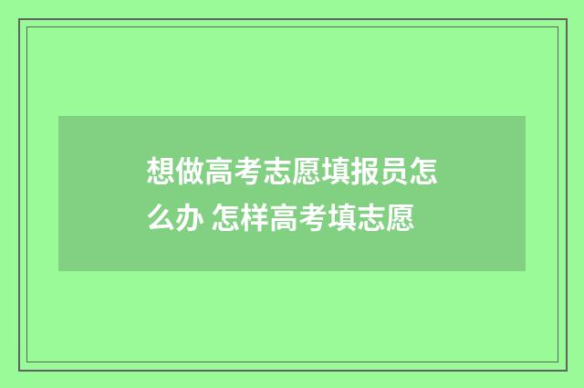 想做高考志愿填报员怎么办 怎样高考填志愿