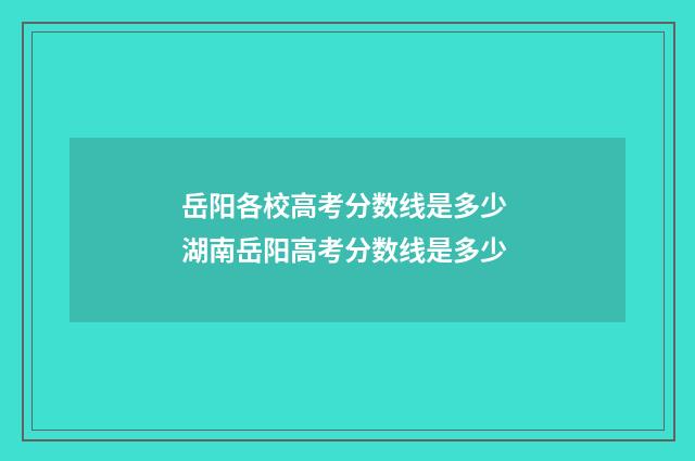岳阳各校高考分数线是多少 湖南岳阳高考分数线是多少