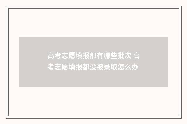 高考志愿填报都有哪些批次 高考志愿填报都没被录取怎么办