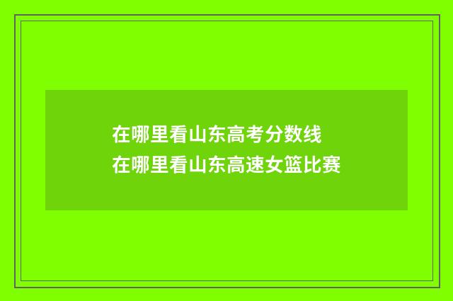 在哪里看山东高考分数线 在哪里看山东高速女篮比赛