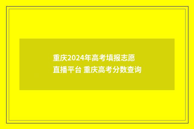 重庆2024年高考填报志愿直播平台 重庆高考分数查询