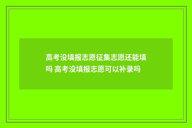 高考没填报志愿征集志愿还能填吗 高考没填报志愿可以补录吗