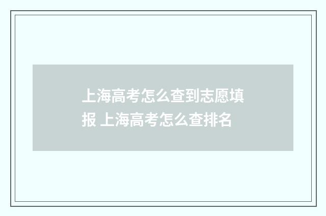 上海高考怎么查到志愿填报 上海高考怎么查排名