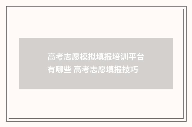 高考志愿模拟填报培训平台有哪些 高考志愿填报技巧