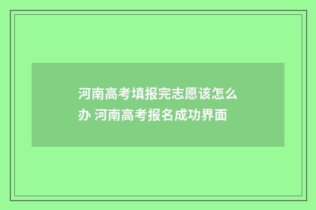 河南高考填报完志愿该怎么办 河南高考报名成功界面
