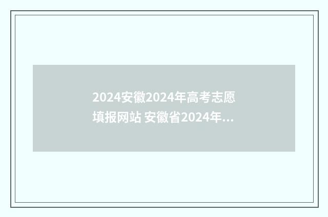 2024安徽2024年高考志愿填报网站 安徽省2024年高考