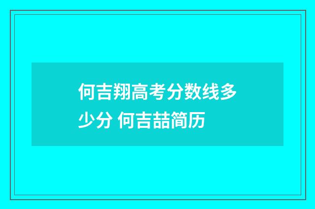 何吉翔高考分数线多少分 何吉喆简历