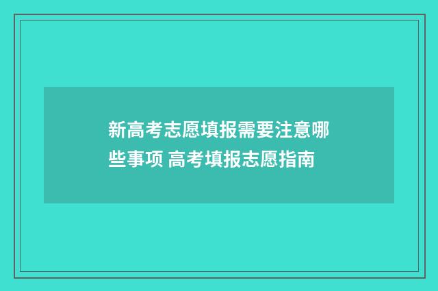 新高考志愿填报需要注意哪些事项 高考填报志愿指南