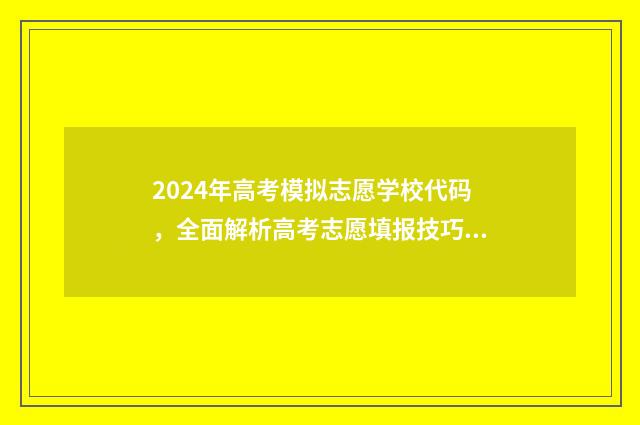 2024年高考模拟志愿学校代码，全面解析高考志愿填报技巧与学校代码查询攻略 2024年高考模拟志愿填报怎么填