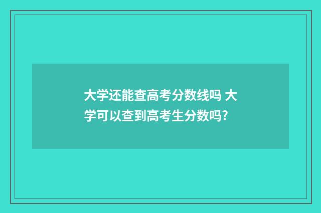 大学还能查高考分数线吗 大学可以查到高考生分数吗?