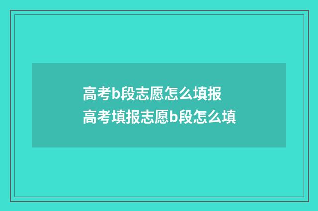 高考b段志愿怎么填报 高考填报志愿b段怎么填