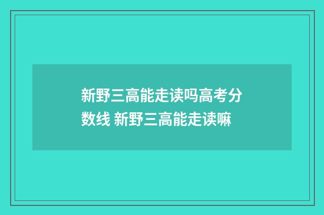 新野三高能走读吗高考分数线 新野三高能走读嘛
