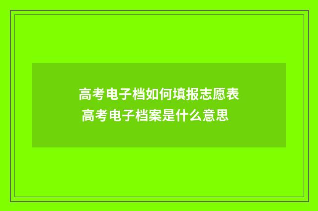 高考电子档如何填报志愿表 高考电子档案是什么意思