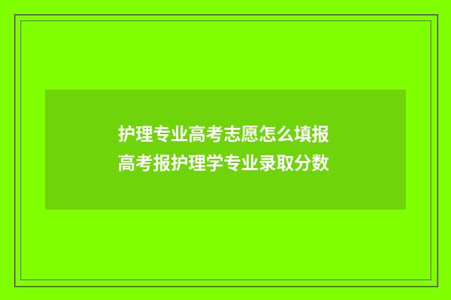 护理专业高考志愿怎么填报 高考报护理学专业录取分数
