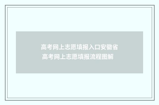 高考网上志愿填报入口安徽省 高考网上志愿填报流程图解