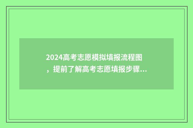 2024高考志愿模拟填报流程图，提前了解高考志愿填报步骤与技巧 2024高考志愿模拟报考