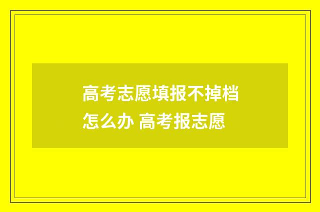 高考志愿填报不掉档怎么办 高考报志愿