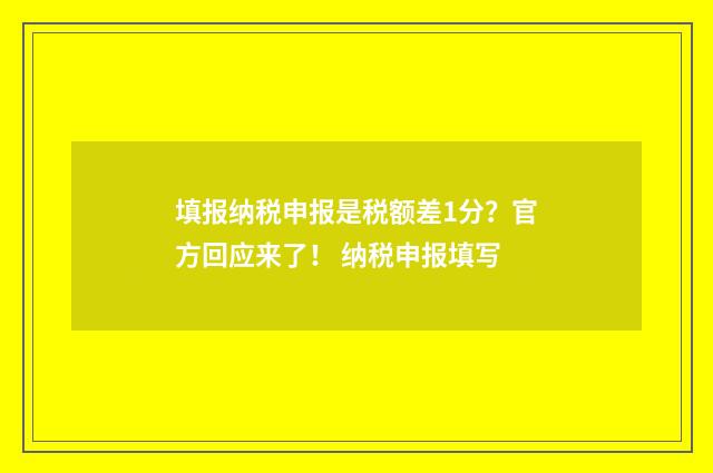 填报纳税申报是税额差1分？官方回应来了！ 纳税申报填写
