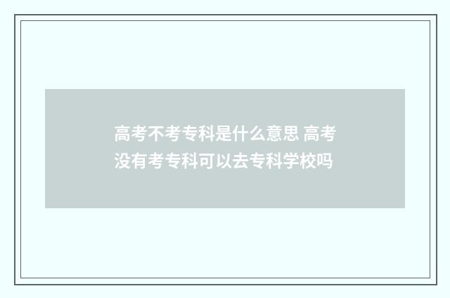 高考不考专科是什么意思 高考没有考专科可以去专科学校吗