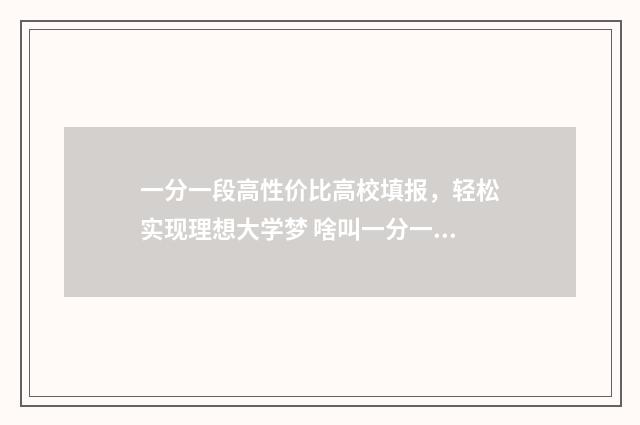 一分一段高性价比高校填报，轻松实现理想大学梦 啥叫一分一段