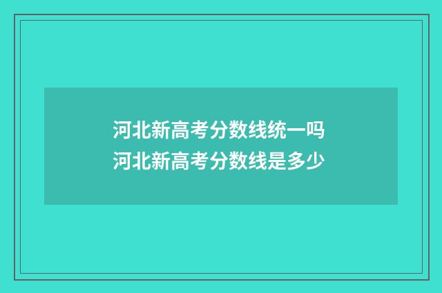 河北新高考分数线统一吗 河北新高考分数线是多少