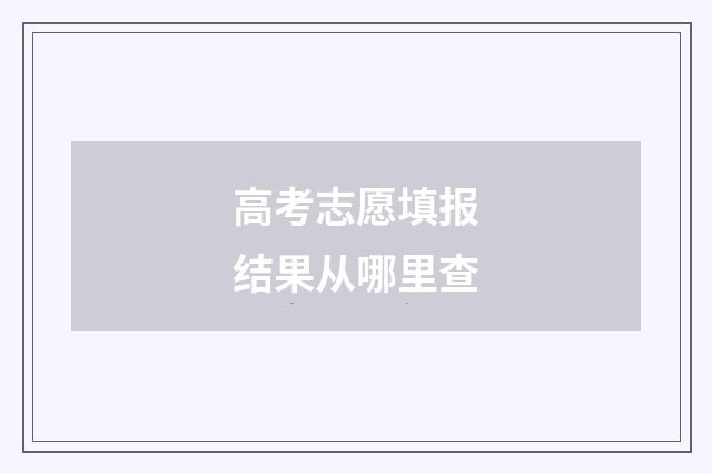 高考志愿填报结果从哪里查