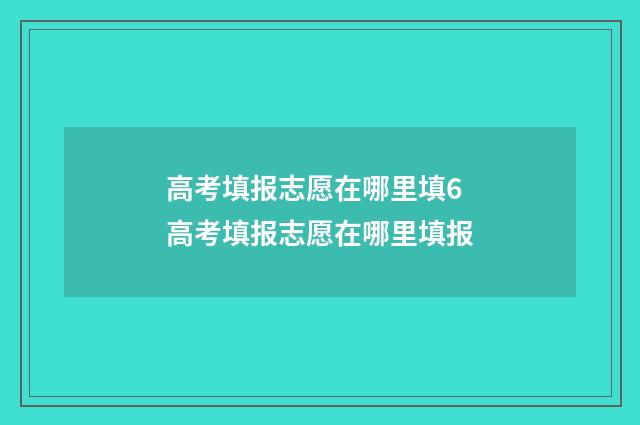 高考填报志愿在哪里填6 高考填报志愿在哪里填报