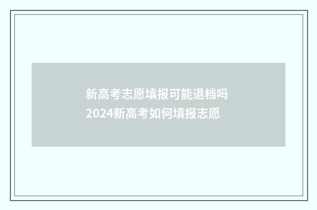 新高考志愿填报可能退档吗 2024新高考如何填报志愿