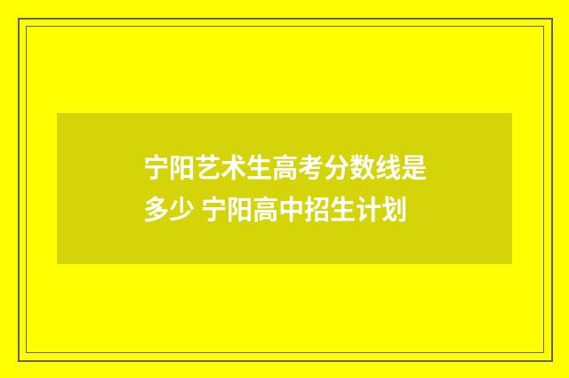 宁阳艺术生高考分数线是多少 宁阳高中招生计划