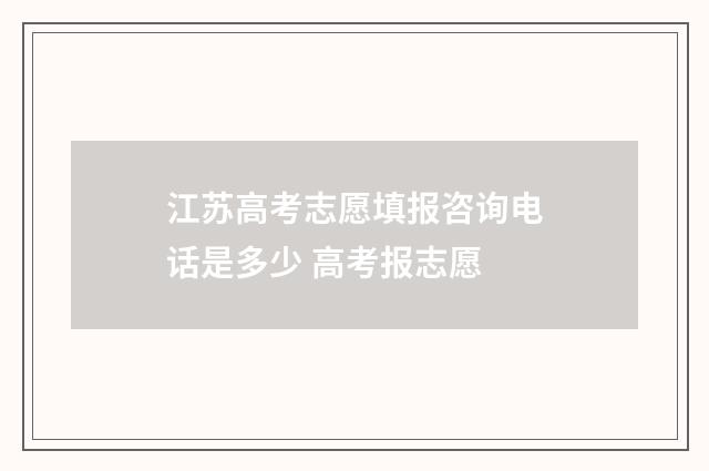江苏高考志愿填报咨询电话是多少 高考报志愿