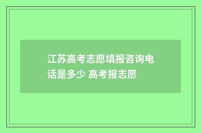江苏高考志愿填报咨询电话是多少 高考报志愿