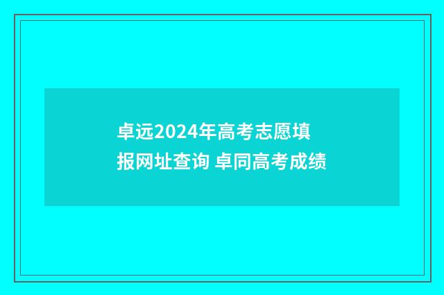 卓远2024年高考志愿填报网址查询 卓同高考成绩
