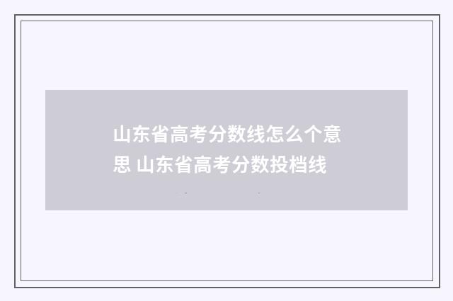 山东省高考分数线怎么个意思 山东省高考分数投档线