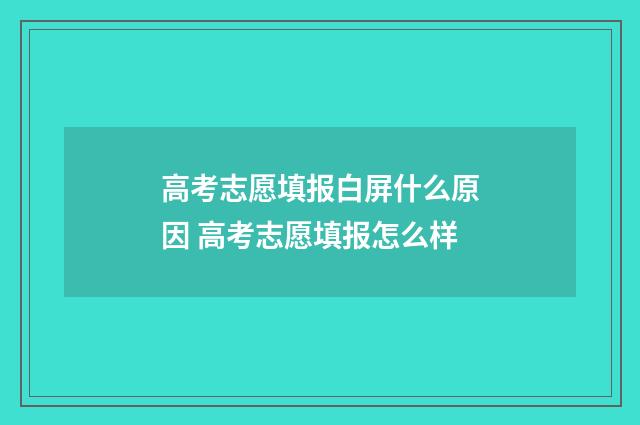 高考志愿填报白屏什么原因 高考志愿填报怎么样