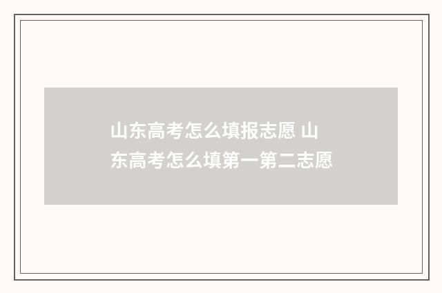 山东高考怎么填报志愿 山东高考怎么填第一第二志愿