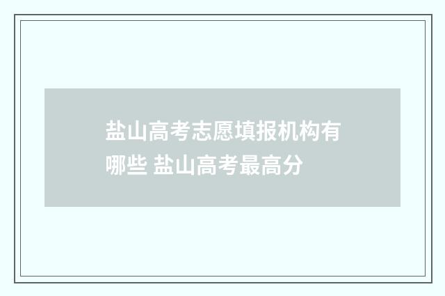 盐山高考志愿填报机构有哪些 盐山高考最高分
