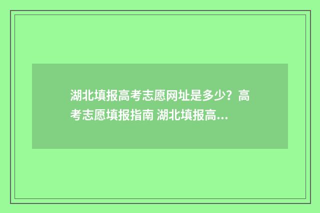 湖北填报高考志愿网址是多少？高考志愿填报指南 湖北填报高考志愿