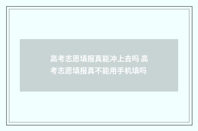 高考志愿填报真能冲上去吗 高考志愿填报真不能用手机填吗