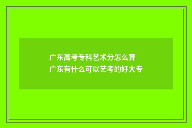 广东高考专科艺术分怎么算 广东有什么可以艺考的好大专