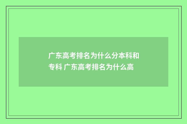 广东高考排名为什么分本科和专科 广东高考排名为什么高