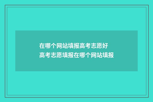 在哪个网站填报高考志愿好 高考志愿填报在哪个网站填报