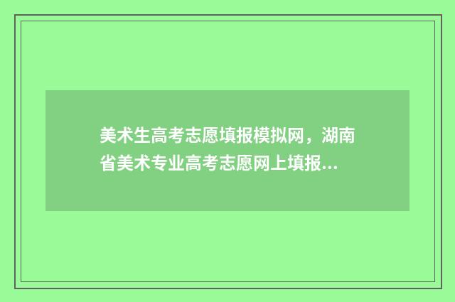 美术生高考志愿填报模拟网，湖南省美术专业高考志愿网上填报时间及入口 美术生高考志愿填报