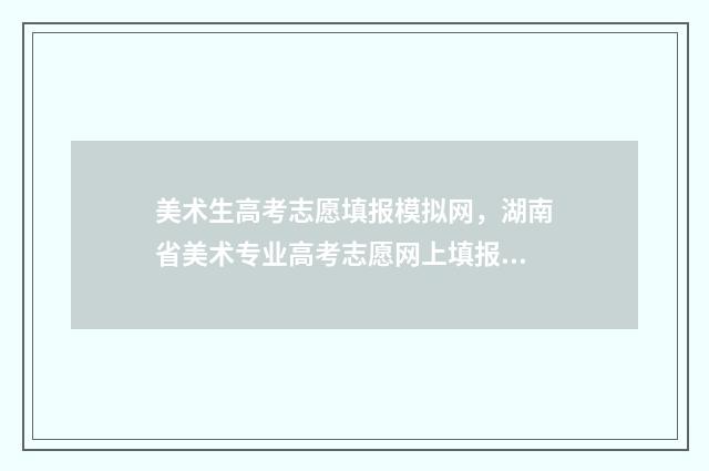 美术生高考志愿填报模拟网，湖南省美术专业高考志愿网上填报时间及入口 美术生高考志愿填报