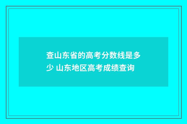 查山东省的高考分数线是多少 山东地区高考成绩查询