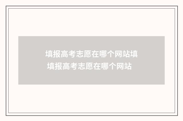 填报高考志愿在哪个网站填 填报高考志愿在哪个网站